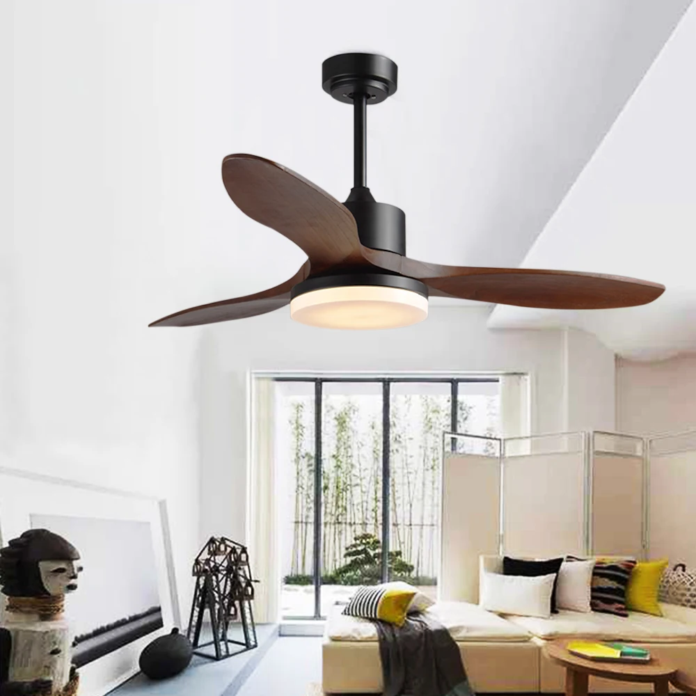 48 дюймов светодиодный бесшумный потолочный вентилятор деревянный лист лампа для