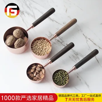

Rose Golden Measuring Cup Amount Spoon 4 Paper Suit Thickening Copper Plating Baking Measure Spoon To Flavor The Wooden Spoon