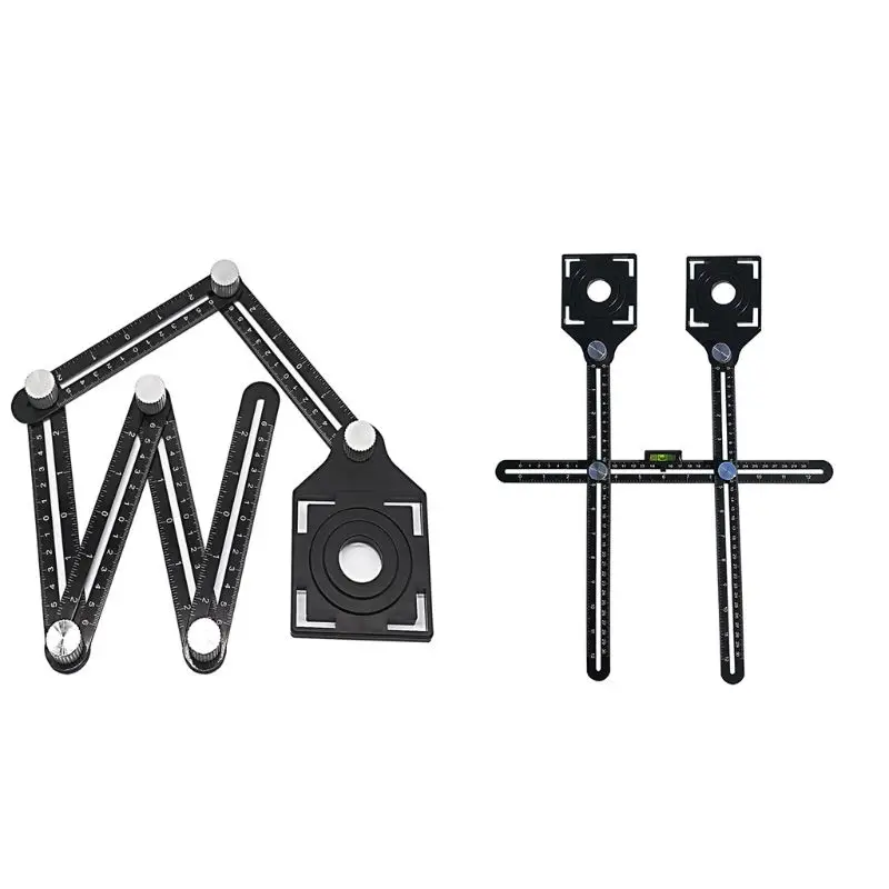 

Multi-Functional AdjustableTile Hole Locator Tool Masonry Glass Fixed Puncher Angle Measuring Ruler Tile Artifact Template