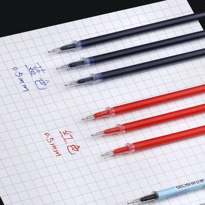 100Pcs/Lot Office Gel Pen Refill Set 0.5mm/0.38mm Blue Black Red ink Rod Bullet/Needle Tip Pen Refill School Writing Stationery