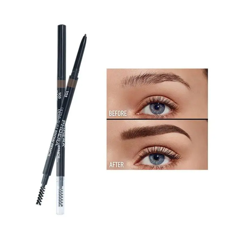 Dark Brown Двухсторонний супер тонкий карандаш для бровей и кисть для бровей водостойкая долговечная черная коричневая татуировочная ручка для бровей - Цвет: Dark Brown