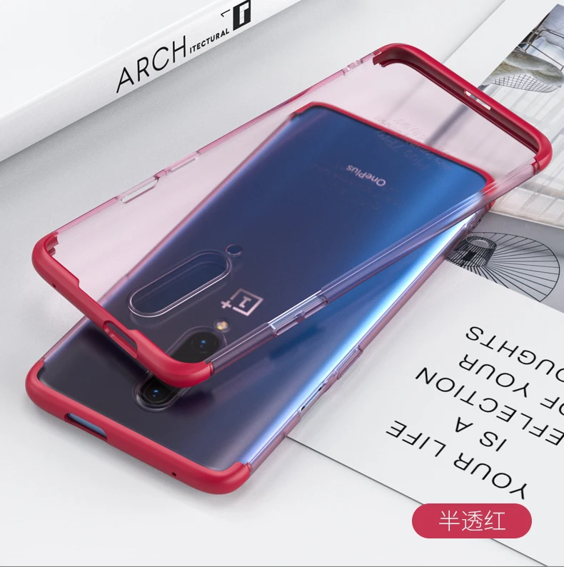GKK чехол 3 в 1 для Oneplus 6T 7 Pro Чехол антидетонационный прозрачный Ультратонкий матовый чехол для ПК для Oneplus 6T 7 Pro Чехол fundas - Цвет: red
