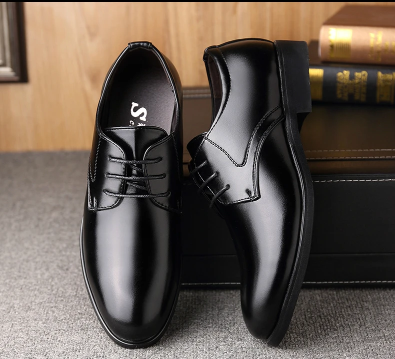 New Fashion Business Dress Men Shoes Classic Leather Men'S Suits Shoes Fashion Lace-up Dress Shoes Men Oxfords