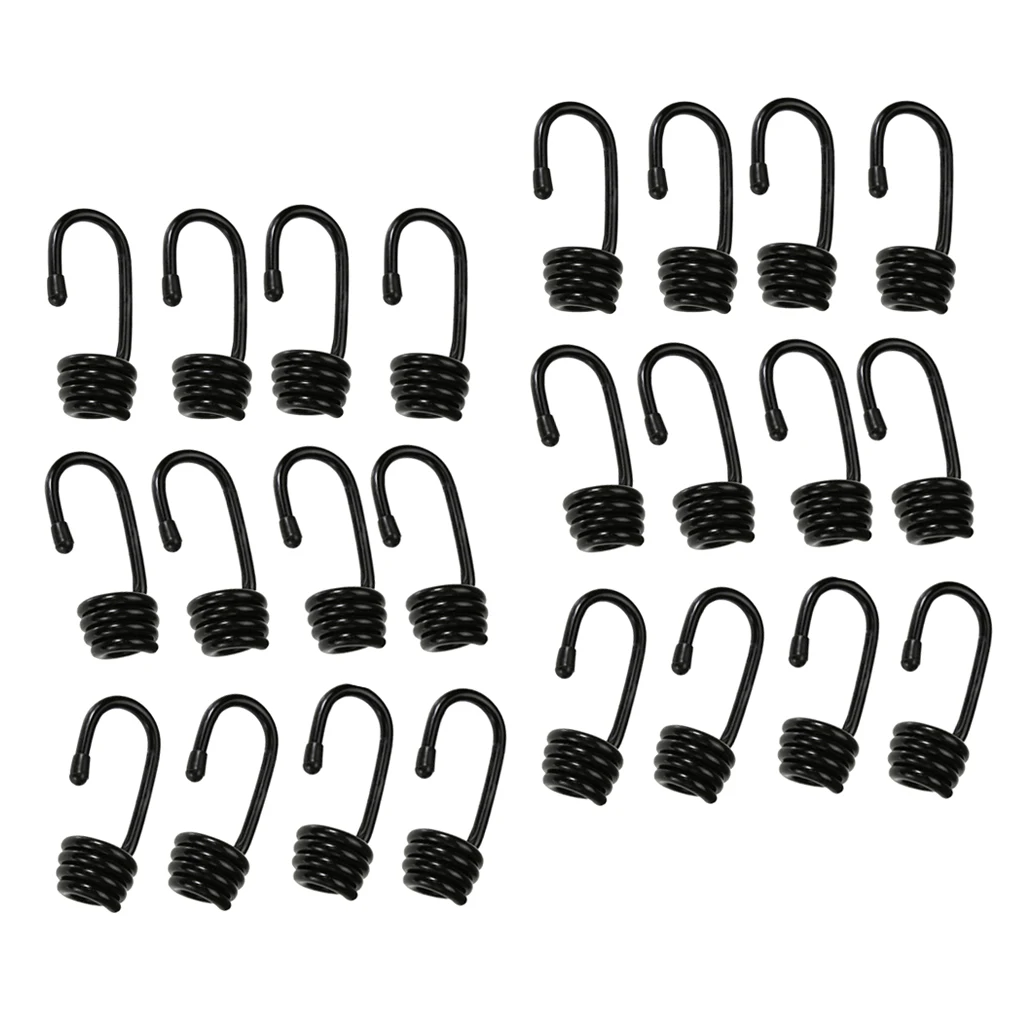 24 Pieces Bungee Shock Cord Hooks 6mm Metal Clips For Kayak Covers Sunshades