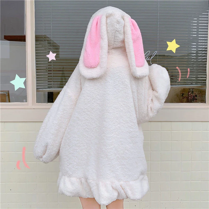 sweatshirts for girls E Girls Harajuku Kawaii Rabbit Ears Hoody Sweatshirts Women Funny Bunny Hoodies Winter Zip Up Hoodie Oversize Cute Japan Clothes cat hoodie