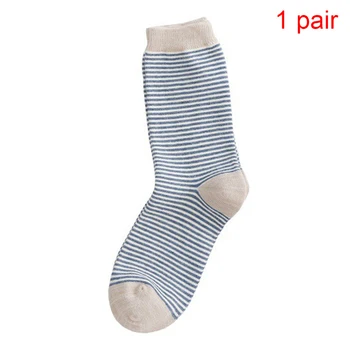 

1pair Crew Type Striped Women Socks Travel Soft Spring Casual Daily Autumn Elastic Students Cotton Blend Home
