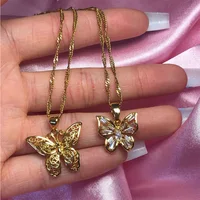 Gold Color Stainless Steel Stylish Butterfly Necklace Lovely Animal Metal Necklace Chain Choker Woman Man Jewelry Mother's Day - Image 2