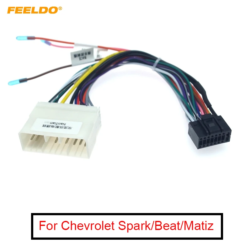 FEELDO 5Pcs Car Audio Radio 16PIN Wiring Harness Adaptor For Ssangyong Chevrolet Spark Power Calbe Plug Head Unit | Автомобили и