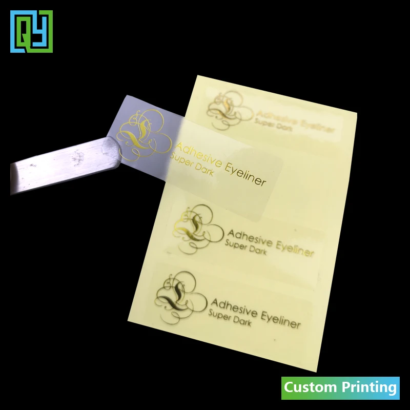 100 PCS 35*35 MM Custom Stickers Silver Holographic Gold Foil Stamping Metallic Transparent Logo Labels For Lipgloss packaging