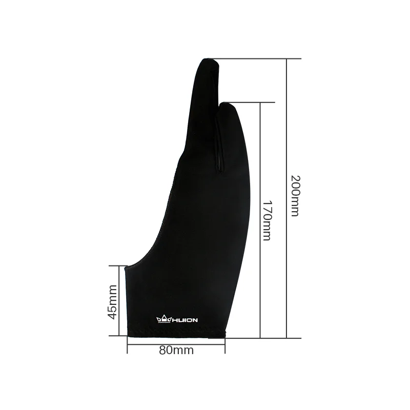 Huion Künstler Handschuh elastische Zwei-Finger-Anti-Fouling-Zeichen handschuhe Grafik Tablet Marker Animation malerei frei/l Größe 1 Stk – Detail 2