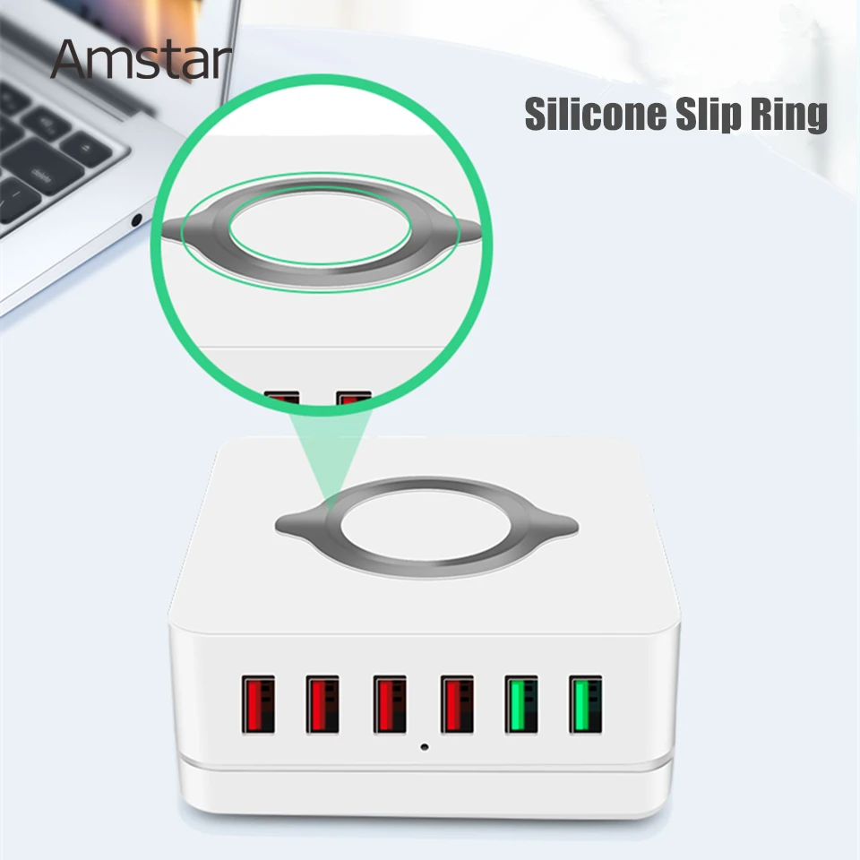 Amstar 72 Вт USB зарядное устройство 10 Вт Беспроводное зарядное устройство Быстрая зарядка 3,0 6 портов Быстрая зарядка для мобильных телефонов для iPhone 11 XS XR samsung S10 S9