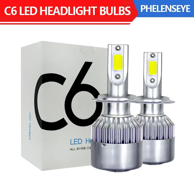 C6 LED Headlight H11 H3 H4 H7 9005 90066000K 72W 8000LM 12V 24V Auto Foglight Headlamp Beam All In One Car 2PCS | Автомобили и