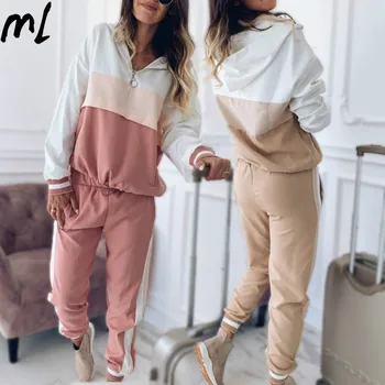 

Fashion 2pcs Women Hoodies Casual Tracksuit Suits Sports Trousers Jogging Sweatsuit Set Gym Clothes Fitness Tracksuit Workout