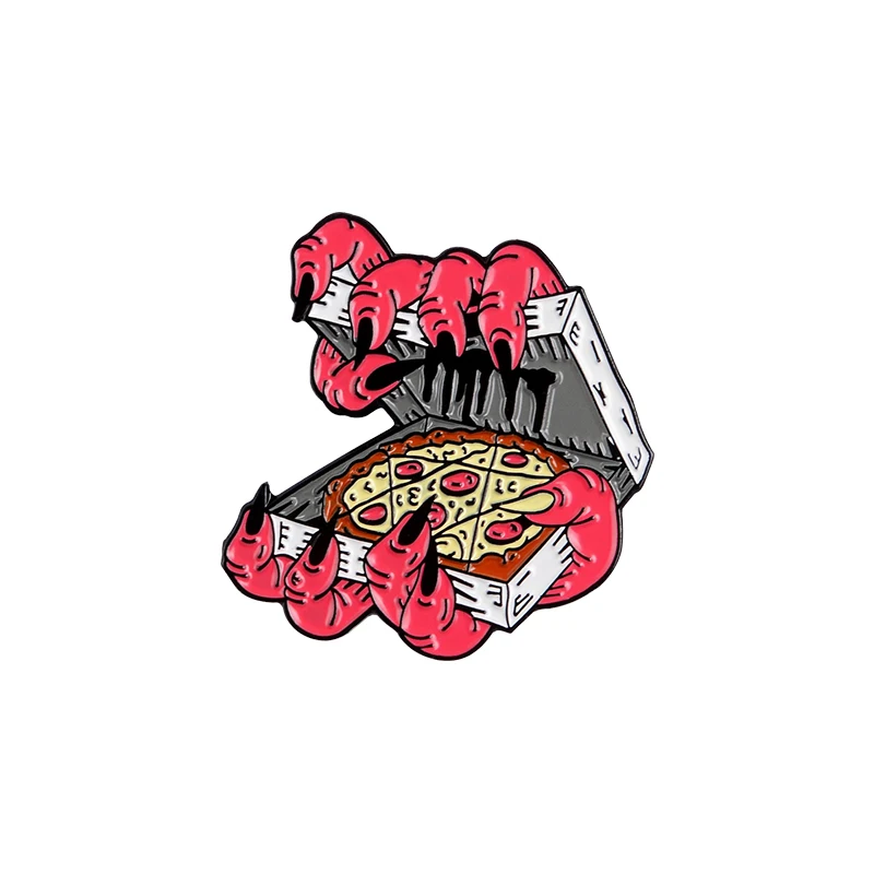 Zombie Pizza Enamel Pins Horrible Halloween Evil Badges Brooches Denim Shirt Lapel Pins Punk Cool Jewelry For Real Friends Gifts - Окраска металла: 3