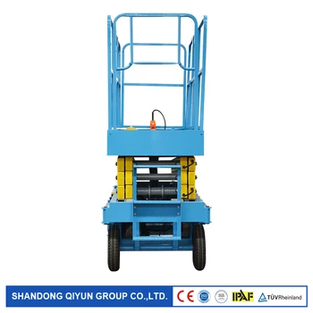 Cheap Qiyun 11 M Movable Hydraulic Scissor Lift Loading Capacity 300 Kg For Window Cleaning Work CE ISO9001