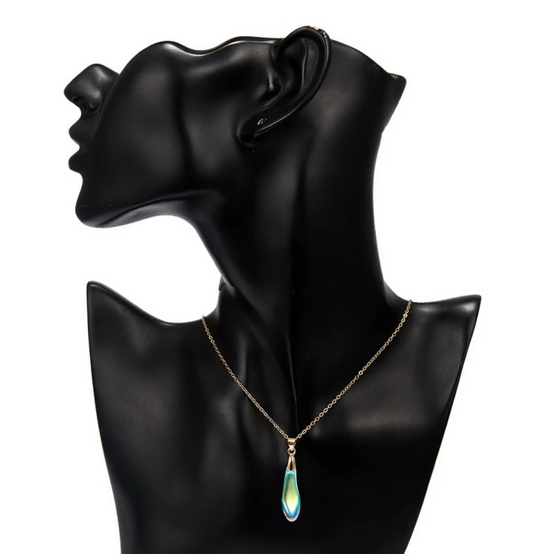 Минималистичное красочное опаловое ожерелье с подвеской для женщин, золотая цепочка-чокер, ожерелье, Женские Ювелирные изделия