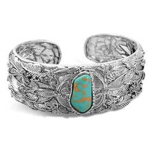 Bohemia India turquesa brazaletes joyería ajustable abierto dijes pulsera brazalete Mujer Accesorios Bijoux joyería(China)