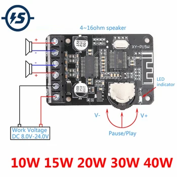 

Stereo Bluetooth Module Power Amplifier Dual-Channel Board 5V 12V 24V 10W 15W 20W 30W 40W Bluetooth Receiver Module for DIY