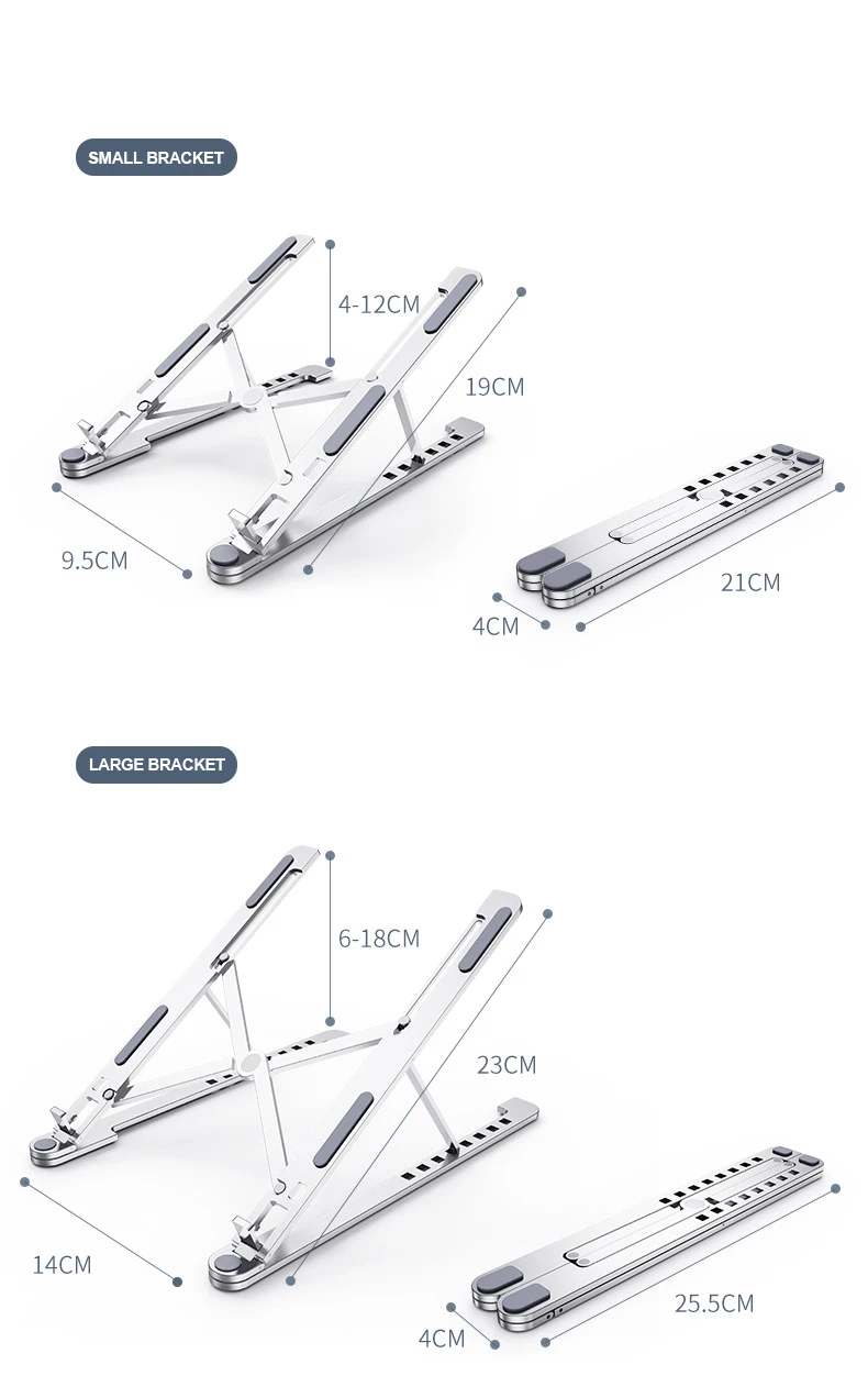 Portable Laptop Stand PC Folding Computer Riser Bracket For Notebook Cooling Alluminum Alloy Adjustable Mini Tablet Holder