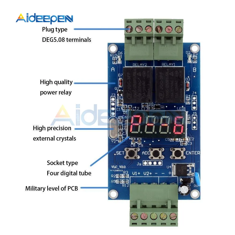 12V двойной программируемый Реле времени Модуль Реле PLC доска задержка цикла таймер 2 Напряжение контроль обнаружения