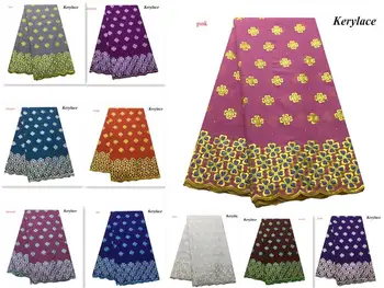 

5 Yards Latest Purple Swiss Voile Lace Fabric In Switzerland Grey African Cotton Embroideried Design Ten Colors KRL-3333
