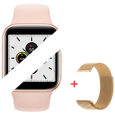 pink strap steel1 IWO12 Bluetooth Смарт часы для женщин SmartWatch 44 мм чехол для Apple iOS Android сердечного ритма ЭКГ IP68 Водонепроницаемый IWO11 IWO10 IWO9 - Цвет: pink strap steel1