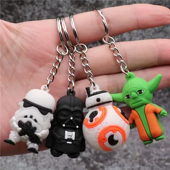 

Movie Star Wars Key Chain Cosplay Badge Imperial Stormtrooper Master Mandalorian Yoda Darth Vader Silica Gel Key Ring Fancy Gift