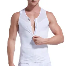 Мужская молния Тонкий тело формирующий жилет неопреновый тренажер компрессионная одежда для похудения пот корсет снижение веса корректор