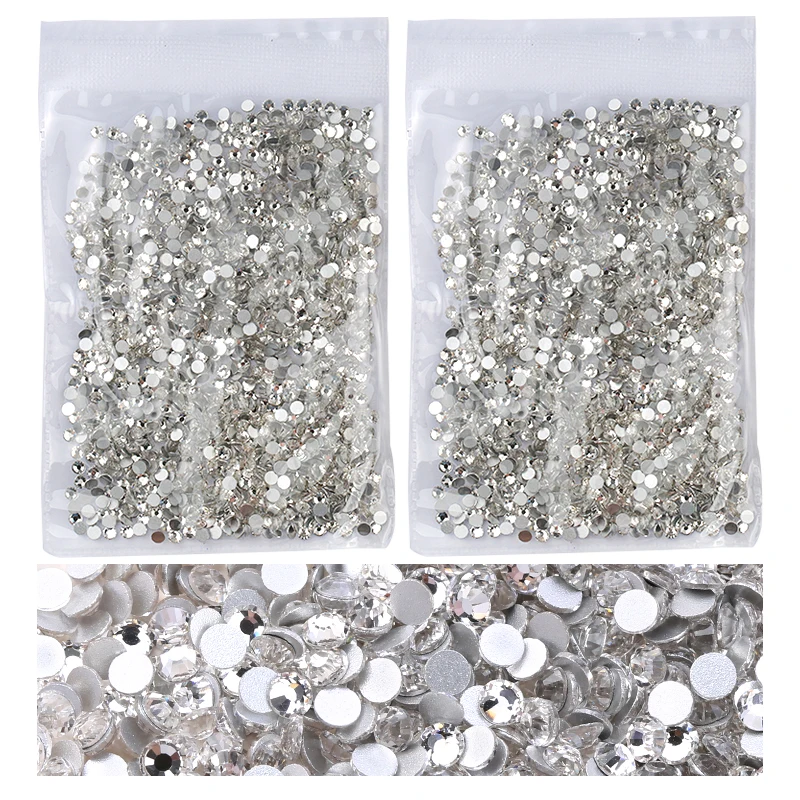QIAO Flatback Rhinestones Clear Crystal AB Nail Gems Glitter Crystal For  Crafts Rhinestones Decorations Nail Art Accessories