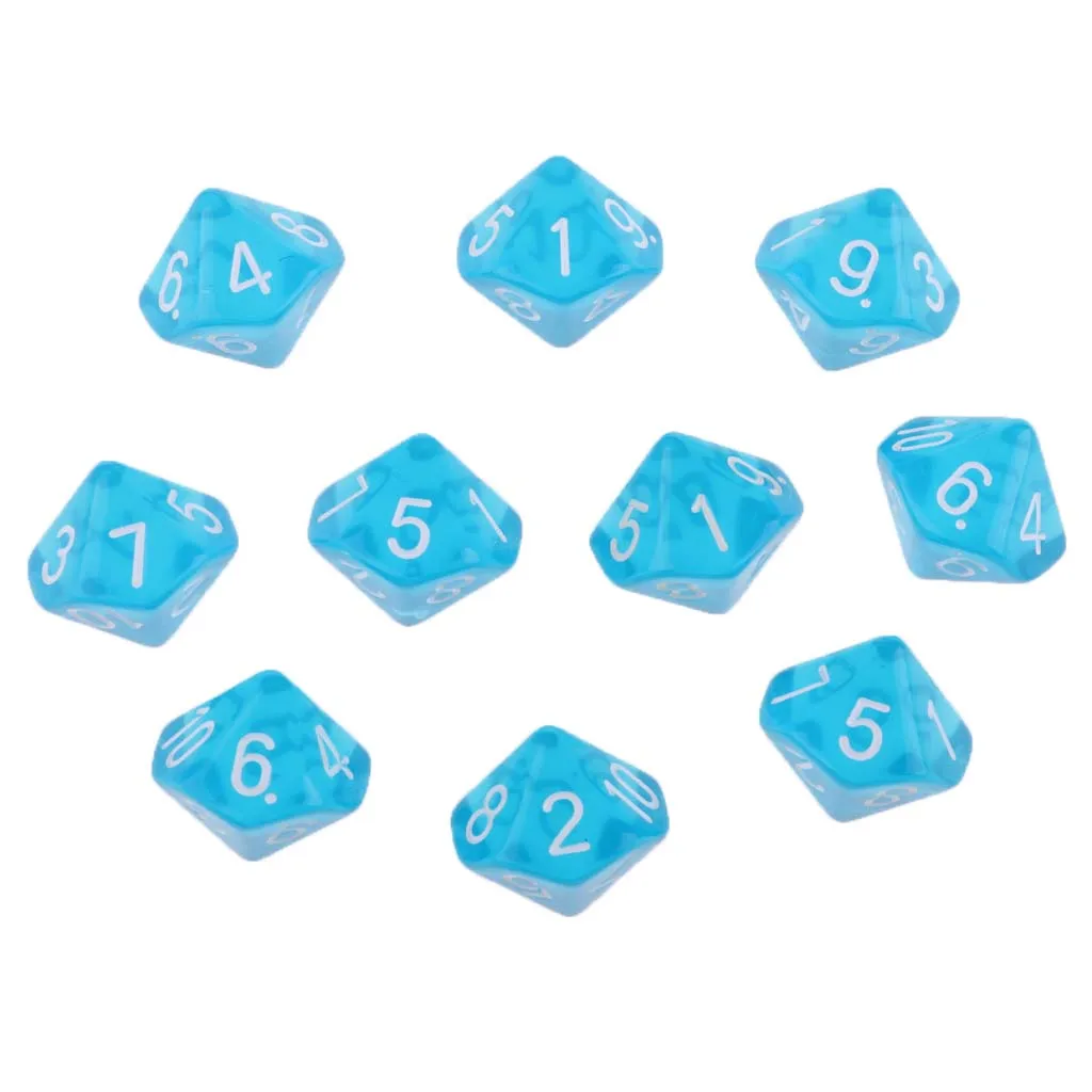 10Pc Plastic Dices for Table Games Role Playing Game D&D, RPG DND MTG Toy