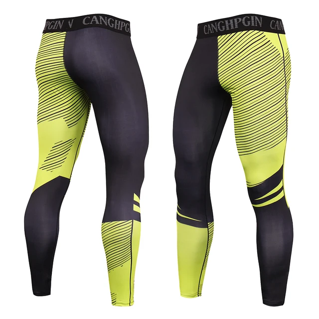 Quick-drying Men Running Tights Pants Compression Print Basketball Training Leggings Elastic Gym Clothing Men Workout Sportswear KC194