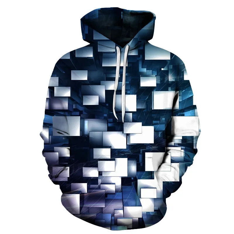 

2020 New Crystal Block 3D Printed Hoodie Men's Hoodie Long Sleeve Couple Jacket.