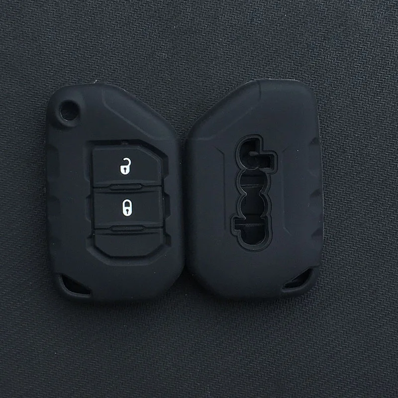 Силиконовый резиновый защитный чехол для ключа автомобиля для Jeep Wrangler JL JLU Flip 2 кнопочный ключ