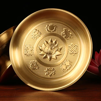 

Yellow brass Fruit plate Lotus fruit tray bowl Buddhist supplies Buddhism decoration Pure Copper Fruit platter Trinket dish