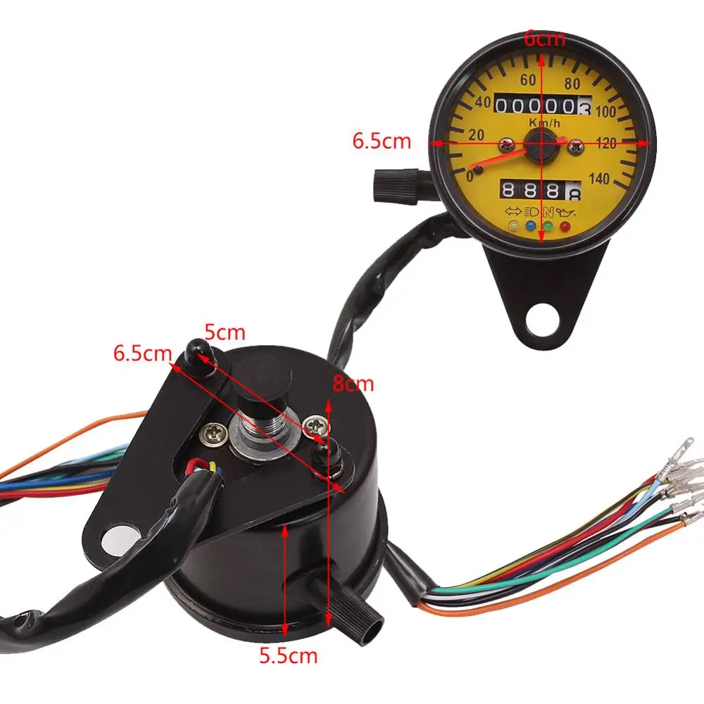 3 styles Universal LED Backlight Motorcycle Dual Odometer KM/H Speedometer Gauge Mini Retro Tachometer