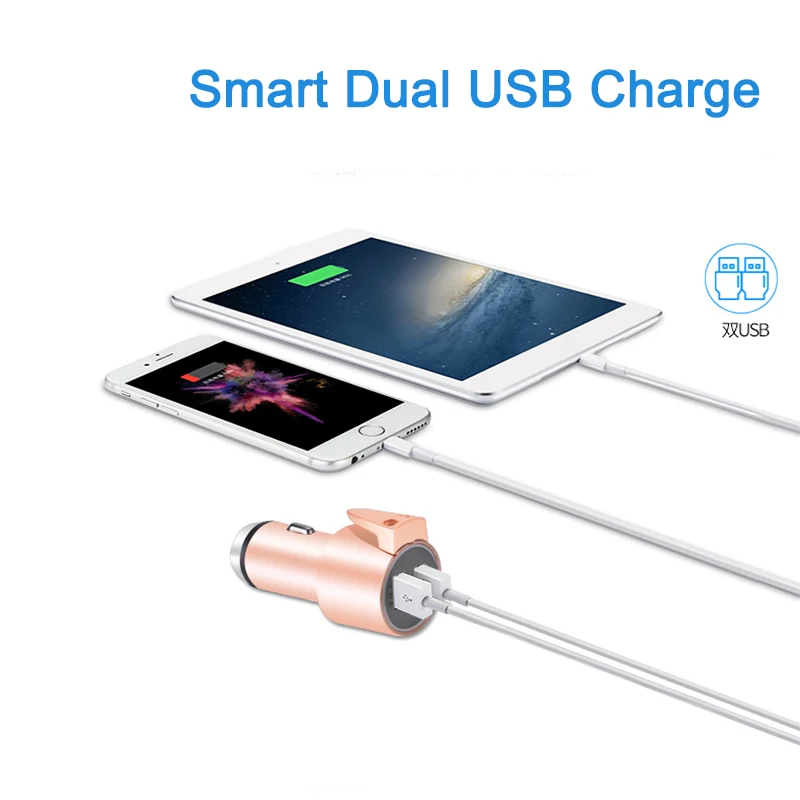 Автомобильное зарядное устройство с двумя usb-портами 2,4 А, быстрая зарядка для iPhone 11, Xiaomi, huawei, samsung, адаптер питания, автомобильный телефон, зарядка, светильник