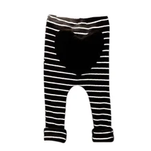 Леггинсы для маленьких девочек; штаны в полоску с принтом сердца; штаны с эластичной резинкой на талии для малышей