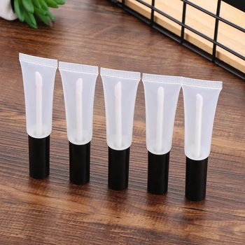 

5Pcs 4ML Lip Tubes Squeezable Empty Gloss Bottle Container Plastic Containers Clear Lipstick Fashion Cool Lip Tubes For Makeup