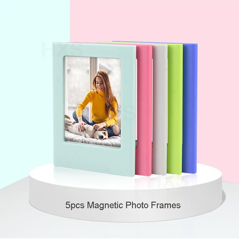 Фоторамка Fujifilm Instax Mini, 3 дюйма, цветная двухсторонняя магнитная фоторамка на холодильник, магниты для детей, художественная рамка - Цвет: 5pcs color frame