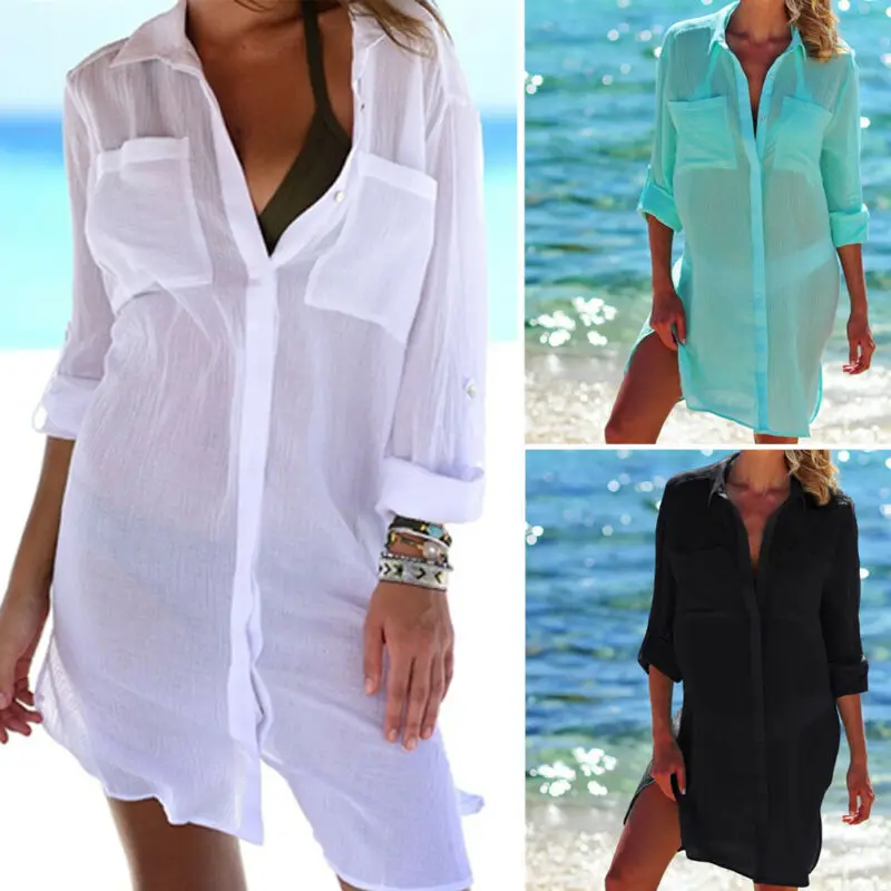 

Women's Beach Tunics Women Swimsuit Cover-ups Woman Swimwear Beach Cover up Beachwear Mini Dress Saida de Praia