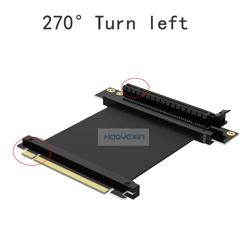 Turn left PCI Express 16x Flexible Cable Card High Speed Extension Port Adapter  Card 1 Slot PCIe 3.0 X16 Riser For Mining Miner