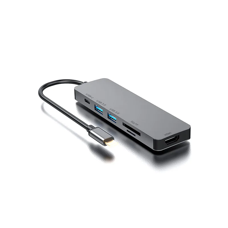 Gray USB C концентратор type C к HDMI 4K USB 3,0 адаптер с USB C зарядным портом SD/TF кард-ридер для MacBook Pro samsung S8 huawei P20 Pro - Цвет: Gray