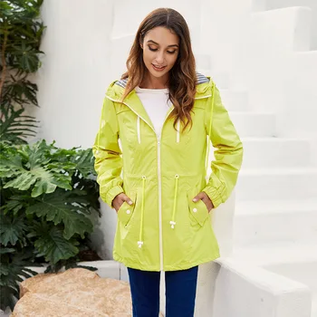 

Women Hiking Jacket Windproof Transition Jacket Female Raincoat Camp Jackets Raincoat Outdoor Clothes Black Yellow