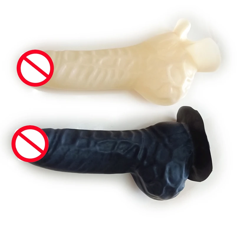 Latex Black or Transparent Penis Sheath Fetish Rubber Condom Cover S-LA107