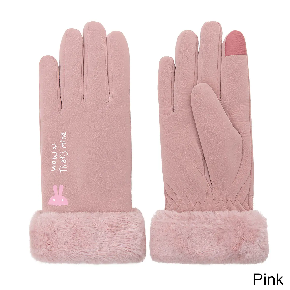 Pink Новое поступление зимние перчатки для женщин сенсорный экран Водонепроницаемый Открытый кожа толстые теплые перчатки женские эластичные варежки - Цвет: Pink