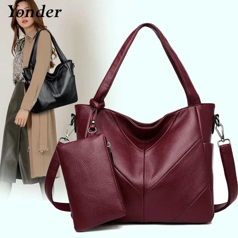 Yonder genuine leather bag for women tote fashion women handbag female large shoulder crossbody bags high quality solid handbag