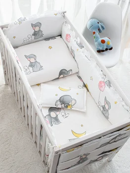 

Cute Elephant Printing Baby Bed Bumper Set 4Pcs ,Newborn Baby Crib Bumper,Kids Crib Around Cushion ,Baby Cot Protector Pillows