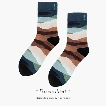

2020 Fashion Ins Couple Mountains Gradient Happy Cool Compression Socks Harajuku Pattern Swag Art Man Woman Cotton Socks