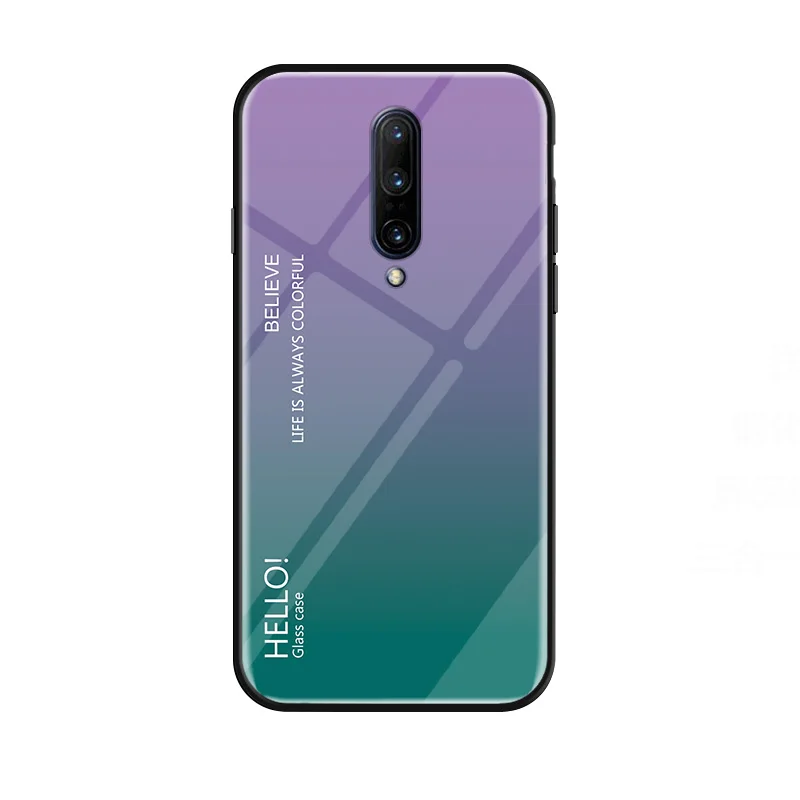 Светло-фиолетовый Градиентный Сменный стеклянный чехол для телефона Oneplus 7 Pro GM1910, силиконовый бампер с полной защитой для One Plus 7Pro 5G, задняя крышка для телефона - Цвет: Светло-фиолетовый