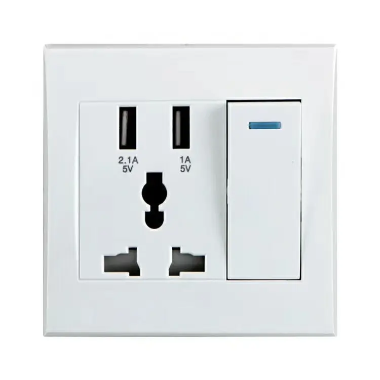 

Foreign Trade Opened with 3-hole Socket Panel Double USB Household Wall Switch Socket 3-hole U Switch Socket Panel